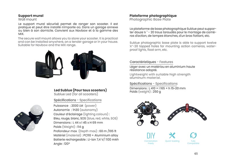 Brochure Sublue - scooters sous-marins